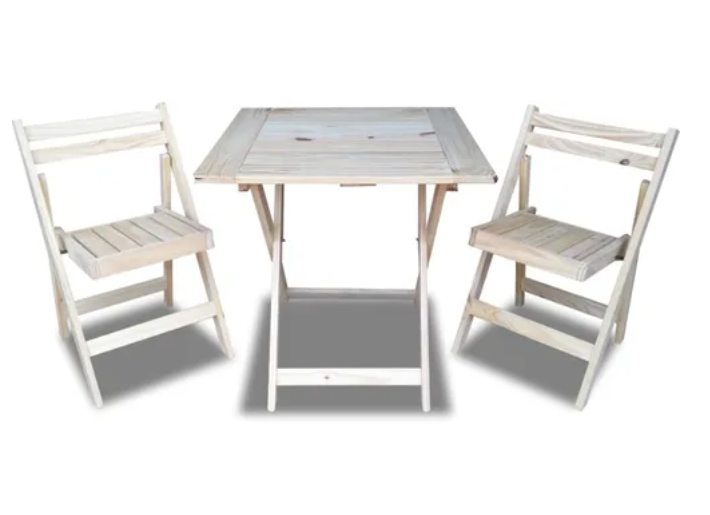 Mesa de madera Eucaliptus patas plegables 1.80x0.95 + 8 sillas en Confort &  Muebles